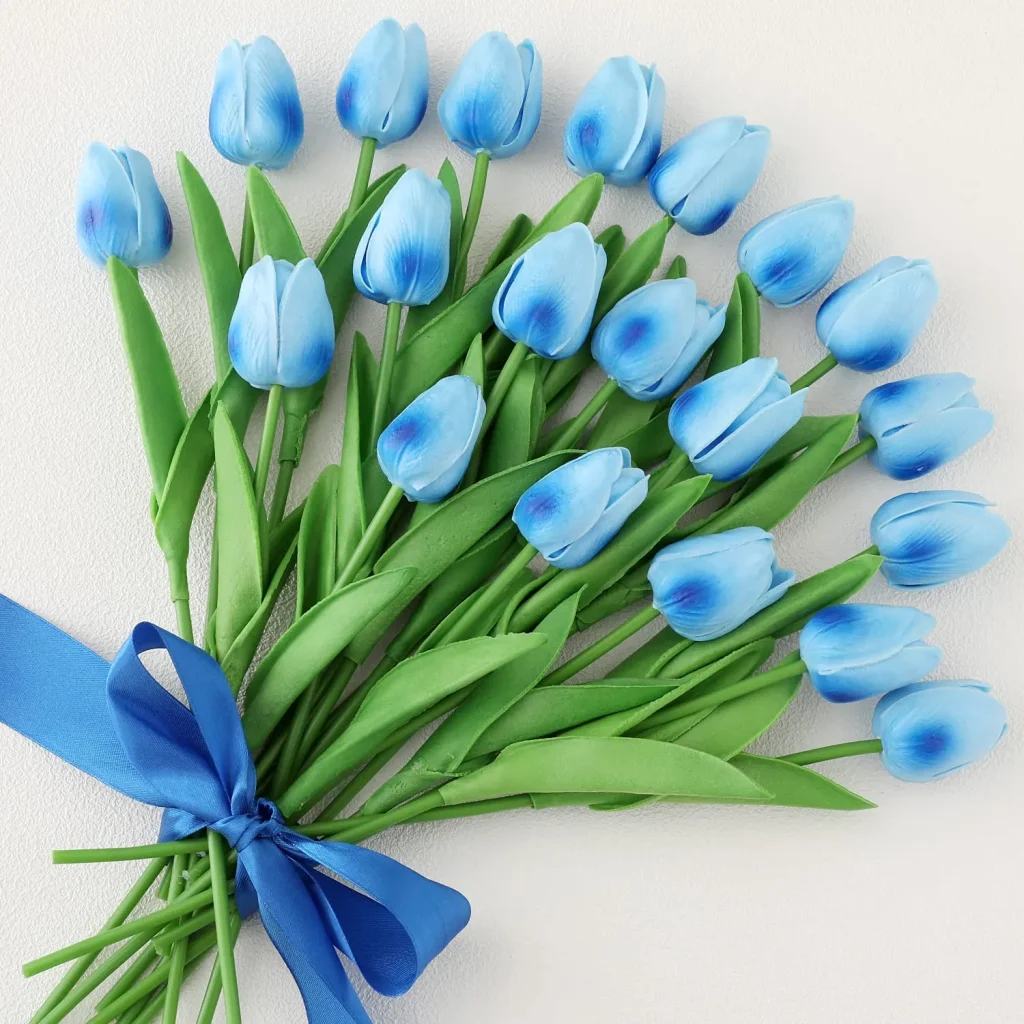 Blue tulips not only bring peace, but also represent strong will