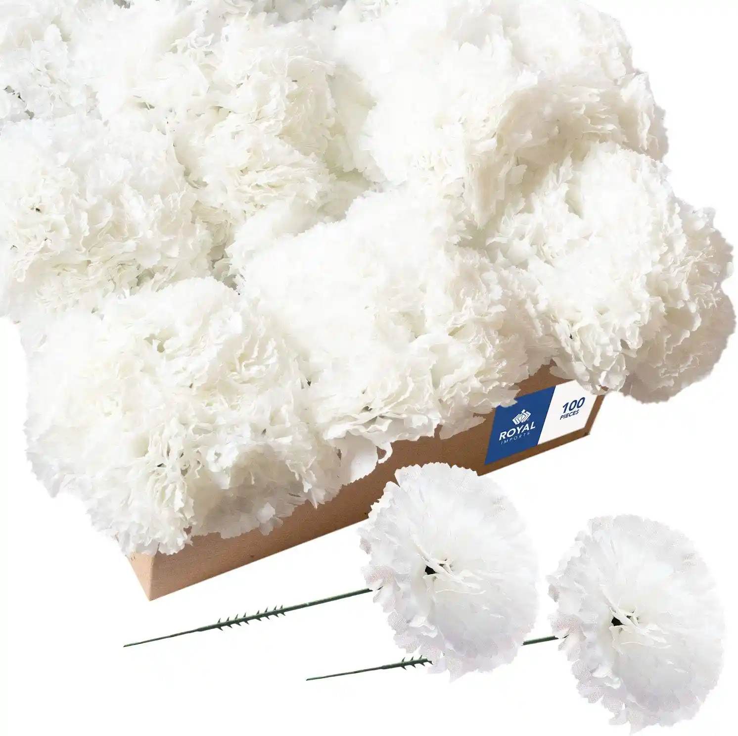 Royal Imports Artificial White Carnations Flowers