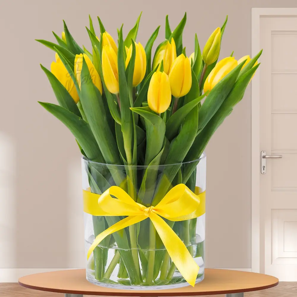 Tulips in yellow are perfect for room decoration