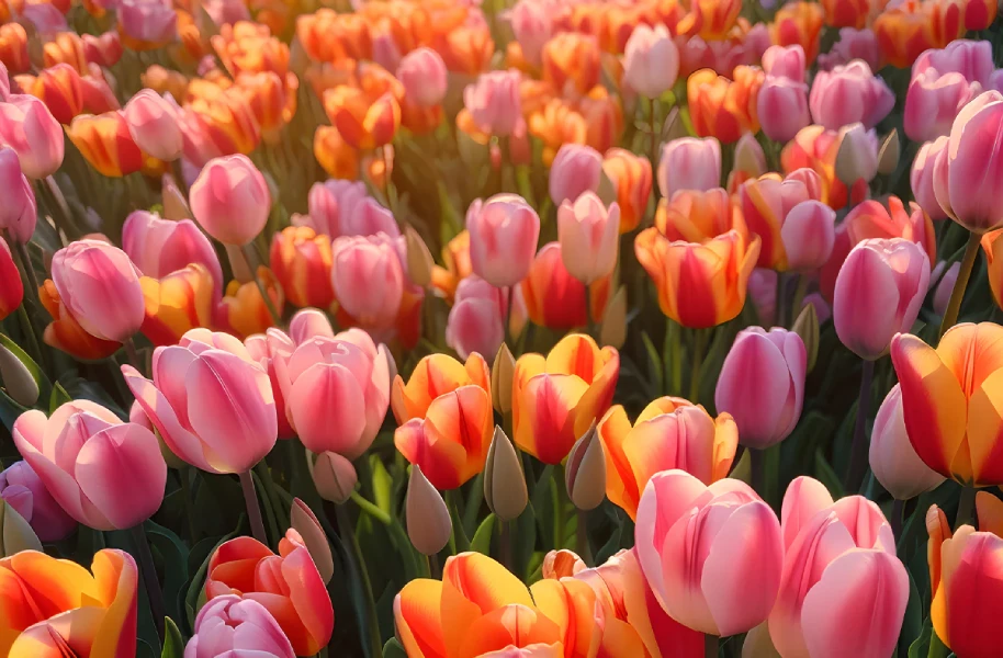 Tulips are like colorful strokes of paint to highlight and decorate this picture of life