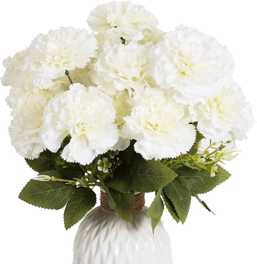 Tinsow Chrysanthemum Bouquet Silk White Flowers