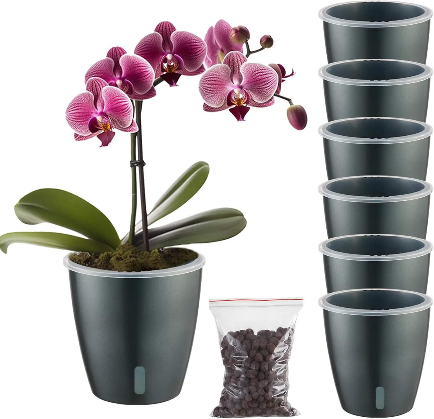 Self-Watering Transparent Plastic Orchid Pots