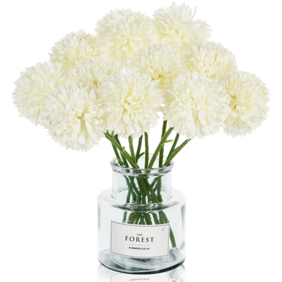 Tinsow Chrysanthemum Bouquet Silk White Flowers