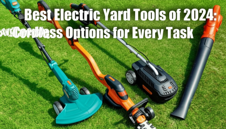 feature image for the blog with the blog title included. Title: Best Electric Yard Tools of 2024: Top Cordless Options for Every Task. Ensure the text is accurate and error-free